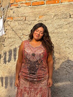 B.L.E.U. Beaded Embellished Tank Top Size Large Coral Western